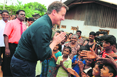 British PM David Cameron in Jaffna on Friday.  AFP