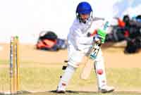 A batsman plays a defensive stroke during a match between St Johns High School and St Josephs School in Chandigarh on Saturday. Tribune Photo: S Chandan