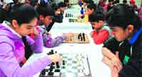 Children participate in a chess meet at Gurukul World School in Sector 69, Mohali, on Saturday. Tribune Photo
