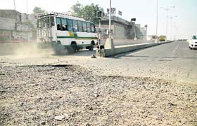 Commuters face a lot of inconvenience due to the dilapidated road around the Domoria ROB in Jalandhar