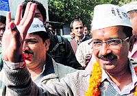 AAP leader Arvind Kejriwal before filing his nomination in New Delhi on Saturday
