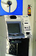 The damaged ATM in Phillaur