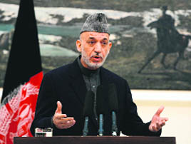 Afghan President Hamid Karzai addresses a press conference at the Presidential Palace in Kabul on Saturday