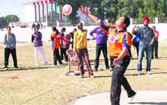 A policewoman throws a discus in the 11th Inter-District and Inter-Battalion Police Athletics Meet at the police lines grounds in Dehradun on Sunday. Tribune photo: Vinod Pundir 
