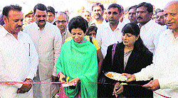Union Social Justice and Empowerment Minister Selja inaugurates the Bharat Nirman public information campaign at Shahzadpur in Ambala district on Sunday