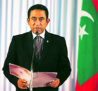 Abdulla Yameen takes oath as the President of Maldives in Male on Sunday