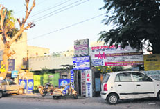 Many houses have been converted into commercial units at Gandhi Nagar.