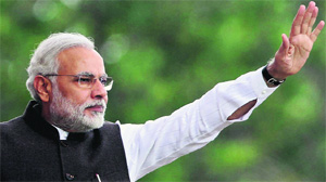 BJP leader Narendra Modi at a rally in Bangalore on Sunday. 