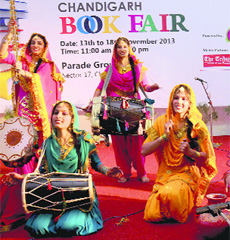 Students perform on the concluding day of Book fair, in Chandigarh on Monday.