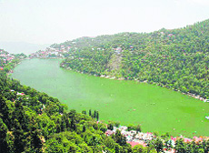 An aerial view of the Nainital city. 