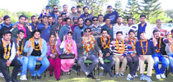 Members of the Youth Congress with RS Bali, son of Food Minister GS Bali, in Kangra. Photo: Kamaljeet