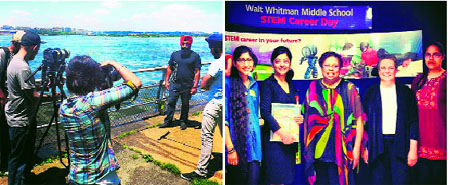 (L-R) A shoot of the video Break The Silence in progress; Mirin Phool (second from left) co-founder and president with Kaur Foundation volunteers