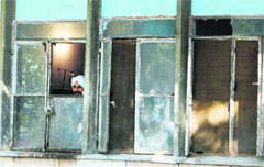 Broken windowpanes in a ward in Guru Nanak Dev Hospital in Amritsar. Photo: Sameer Sehgal