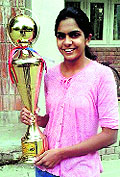 Kawalpreet Kaur with her overall trophy