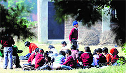 Students of a government school made to sit in the open in Ludhiana