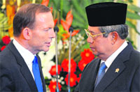 Australian Prime Minister Tony Abbott (left) with Indonesian President Susilo Yudhoyono. AFP file photo