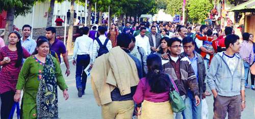 A view of the ongoing trade fair at Pragati Maidan in New Delhi on Wednesday.