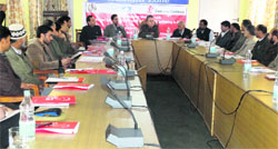 A workshop on handling child trafficking being held for police officers in Srinagar on Wednesday. A Tribune photograph