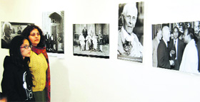 Visitors take a look at the exhibition of photographs by Hungarian artist Ervin Baktay at the Art Gallery in Amritsar on Thursday.