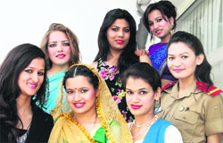 Participants from small towns of Uttarakhand at Miss Uttarakhand contest in Dehradun on Thursday. Tribune photo: Vinod Pundir