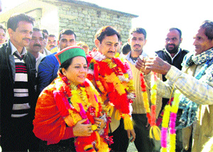 Mandi MP Pratibha Singh at  Padsal in Sundernagar on Thursday. 