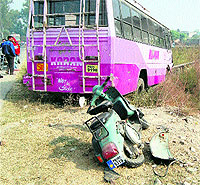 The minibus that rammed into a scooter near Jammu Palace in Kapurthala on Thursday