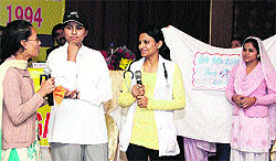 Students of Babu Labh Singh Nursing Institute, Civil Hospital, Jalandhar present a skit on female foeticide in Jalandhar on Thursday