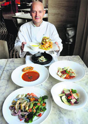 Chef Antonello Cancedda with the sea food delicacies