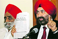 SAD (Delhi-UK) chief Jasjit Singh and Sukhbir Singh Kalra, senior vice-president, in New Delhi