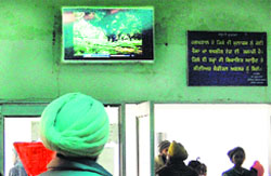 An LCD screen installed in the OPD at Jallianwalla Bagh Memorial Civil Hospital in Amritsar. Photo: Sameer Sehgal