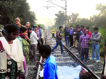 The railway tracks where the boy and girl committed suicide.