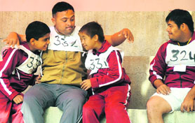 Special children have fun during the 16th Punjab State Special Olympics at Guru Nanak Public School in Ludhiana.