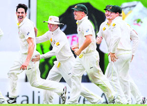 Mitch the hitch: Mitchell Johnsons nine scalps left England scarred after the first Test.