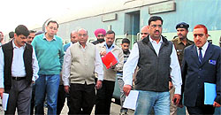 DRM, Ambala Division, Anil Kathpal during his visit to the Bathinda railway station on Sunday