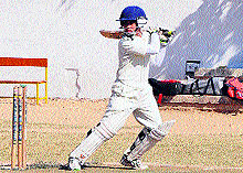 A player in action during a match of St Josephs Super League- cum- Knockout Cricket Tournament at Sector 44, Chandigarh, on Monday