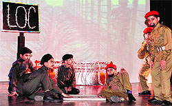 Students enact a scene from the play, LOC, during the annual day function of Manav Mangal School, Sector 11, Panchkula, on Monday