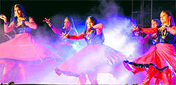 Students tap feet during the annual function of Kundan International School at Sector 46 in Chandigarh