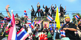Anti-government protesters in Bangkok on Monday.
