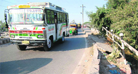 Heavy traffic flow on Rego railway overbridge in Amritsar on Tuesday.