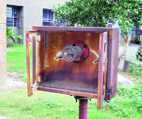 Fire-fighting equipment without a hosepipe at the Civil Hospital in Amritsar.