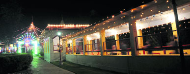 An illuminated view of Maha Kali Mata Temple, Bahu Fort, in Jammu.