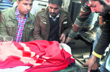 An injured passenger being shifted to Government Medical College and Hospital, Jammu, on Tuesday