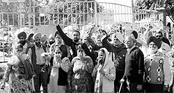 Residents of Sector 71 hold a protest in Mohali on Wednesday
