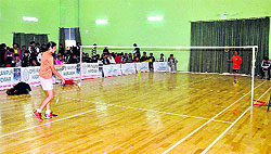 A match in progress in the Delhi Public School Badminton Championship at DPS, Ranipur, in Haridwar on Wednesday