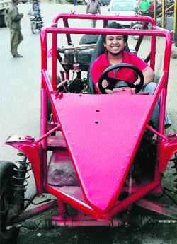 The mountain climbing car developed by the staff and faculty of Waknaghat-based Bahra University.