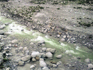 The water level of the Neugal river has gone down due to illegal mining. 