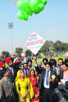 Punjab Education Minister Sikander Singh Maluka inaugurates the 59th National School Games by releasing balloons in the air