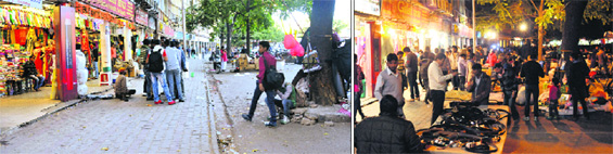 Hours after the enforcement wing of the civic body removed encroachments from the Sector 22 market, violators were seen selling goods on the pavements in Chandigarh on Thursday.