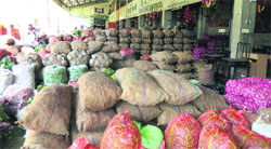 Vegetables lie stacked at the Sabzi Mandi in Mandi on Tuesday. Photo: Jai Kumar