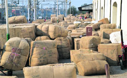 Hosiery goods consignments at the railway station in Ludhiana. photo: inderjeet verma